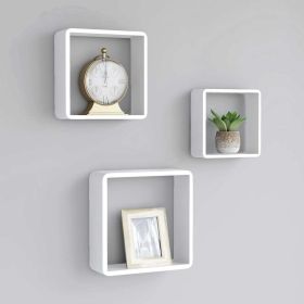 Wall Cube Shelves 3 pcs White MDF