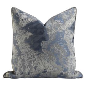 Chinese Ink Painting Cushion Pillow Blue Gray Jacquard Pillowcase (Option: Royal Blue Silver-Pillowcase-50x50cm)